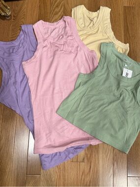 Ribbed Tank Top Set- Pastel Pink, Lavender, Yellow, Sage